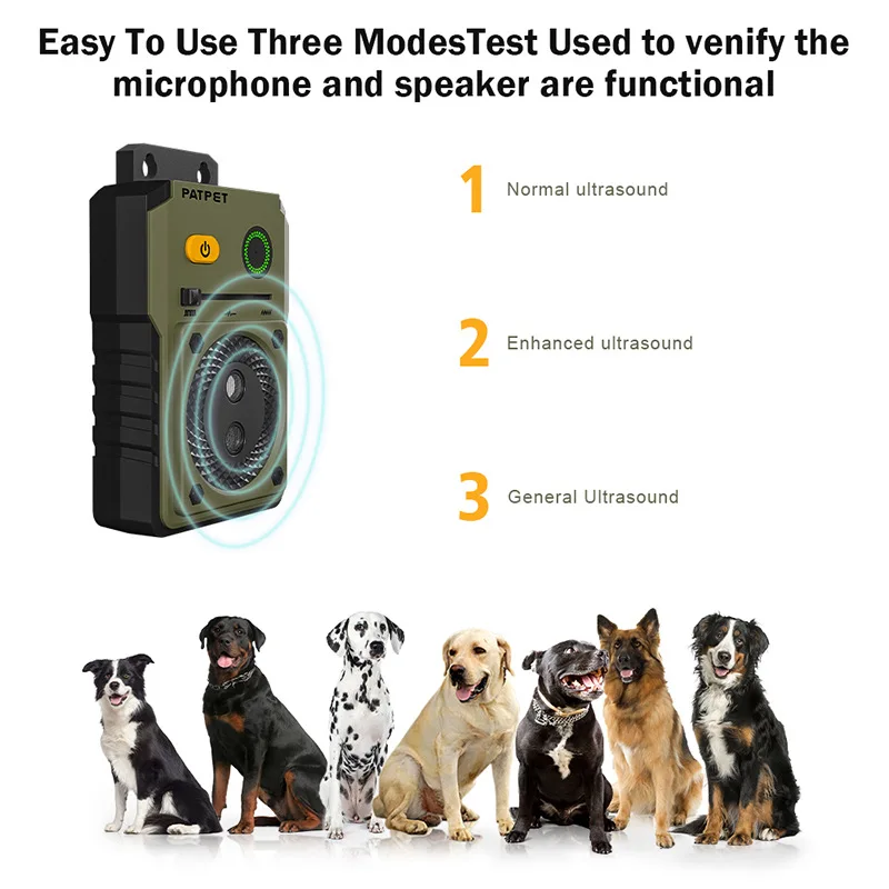 Upgraded Effective Anti Barking Device Adjustable Ultrasonic Dog Bark Deterrent Waterproof Pet Training Up Bark Control Device