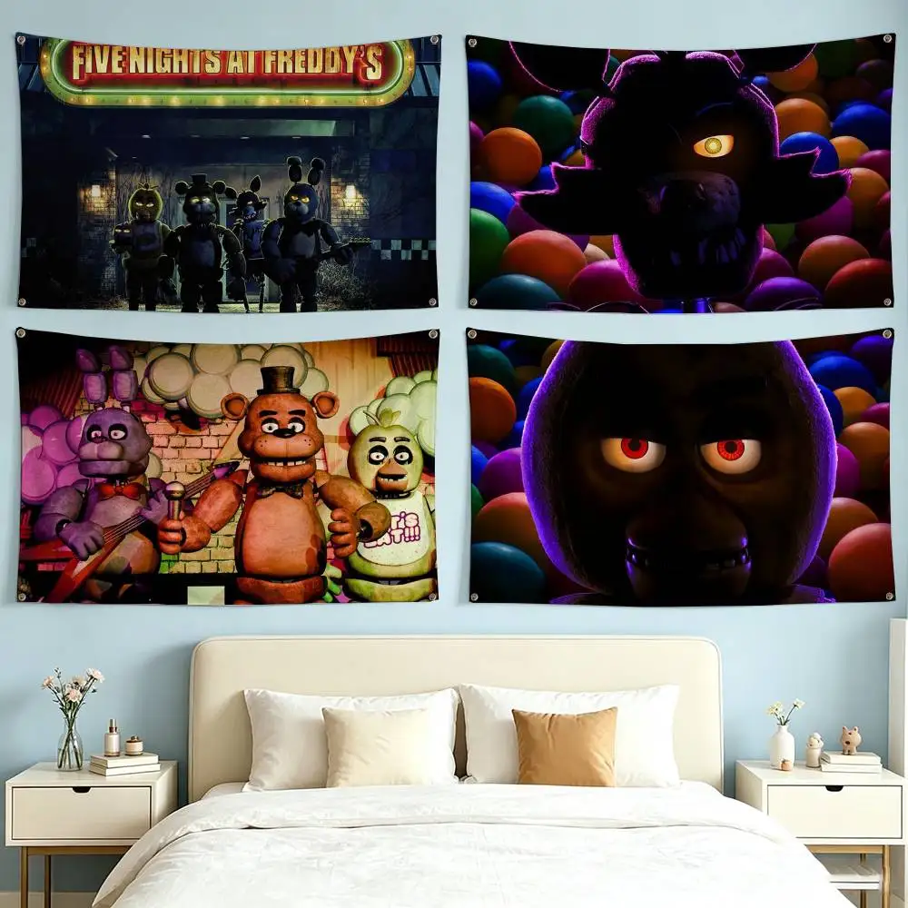 Fnaf Five Nights At Freddys M  Flags Wall Hanging Tapestry Outdoor Garage Room Decorative flag Background Blanket