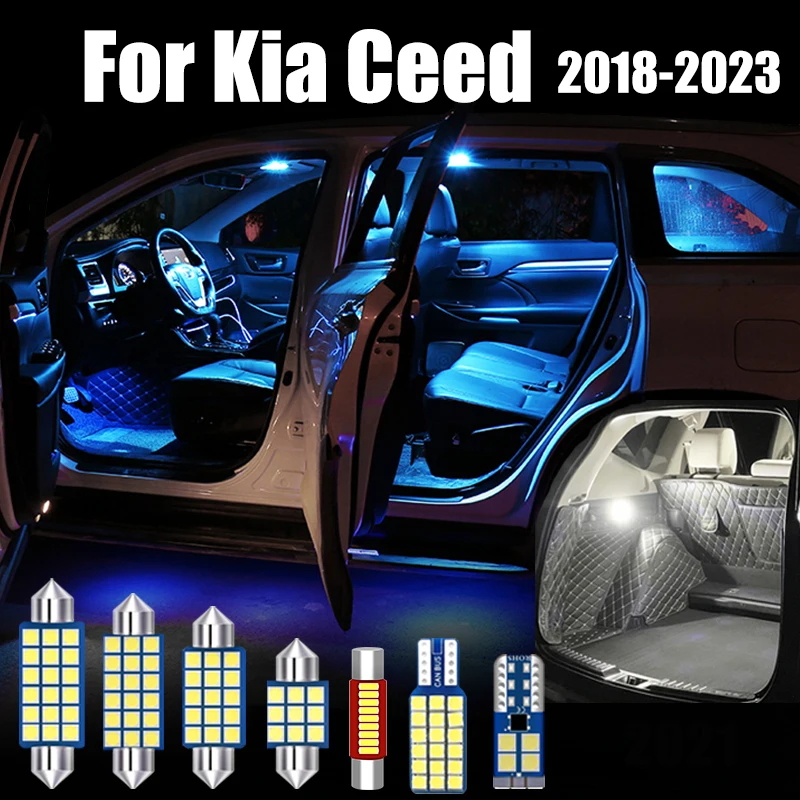 For KIA CEED CD 2018 2019 2020 2021 2022 2023 SW GT 12pcs Car LED Interior Dome Lamp License Plate Trunk Light Accessories