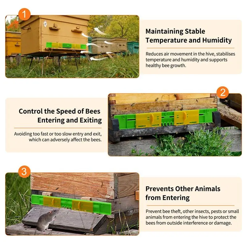 2026 جديد 6 حزمة خلية النحل مدخل المخفض خلية النحل ماوس الحرس 8 الإطار 12.5 بوصة البلاستيك خلية النحل انزلاق الماوس الحرس #4