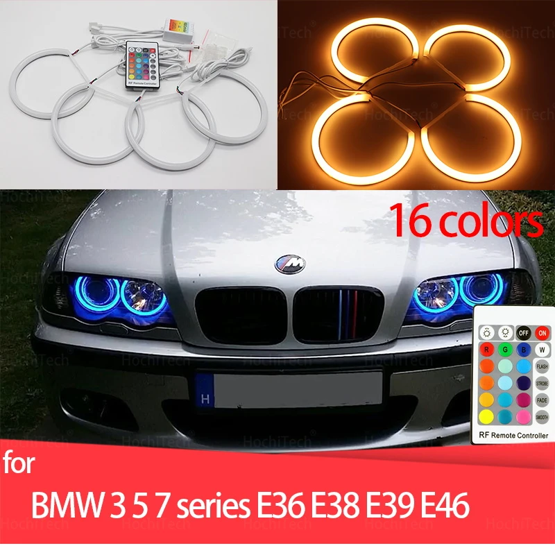 Cotton RGB 16 colors Cotton Light LED Angel Eye  kits for BMW 3 5 7 Series E36 E38 E39 E46 525i 528i 530i 540i 320i 325i