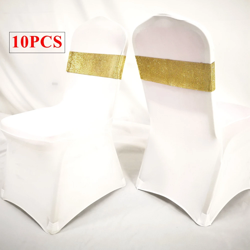 10pcs Lot Sequin Chair Band Buckle Chair Sash Fit On Banquet Chair Cover For Wedding Event Party Decoration