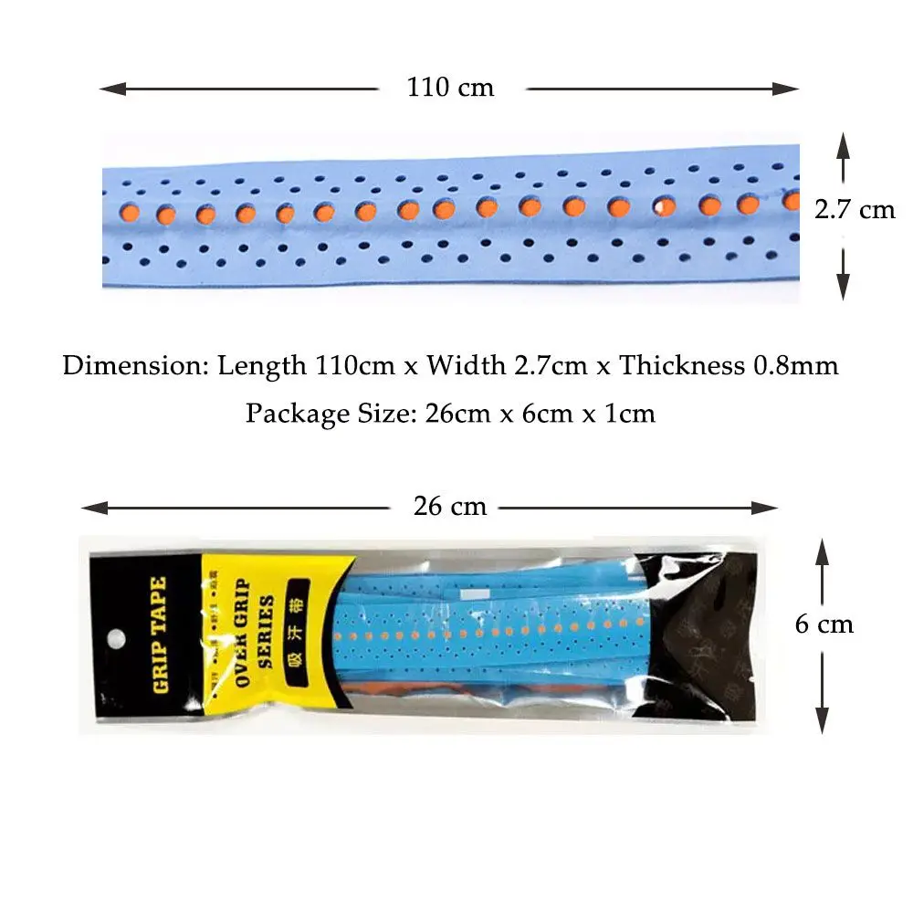 Bande anti-brûlure coordonnante pour poignée de vélo, enroulement sur la poignée de la raquette de tennis et de squash, bande anti-transpiration de badminton, bande absorbante, 1.1m