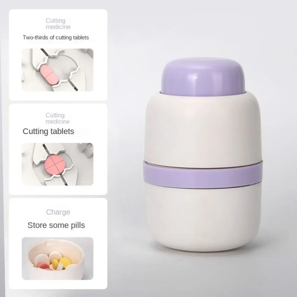 

DIY 2-in-1 Pill Box Plastic Portable Pill Cutter Waterproof Mini Pill Organizer Case Household