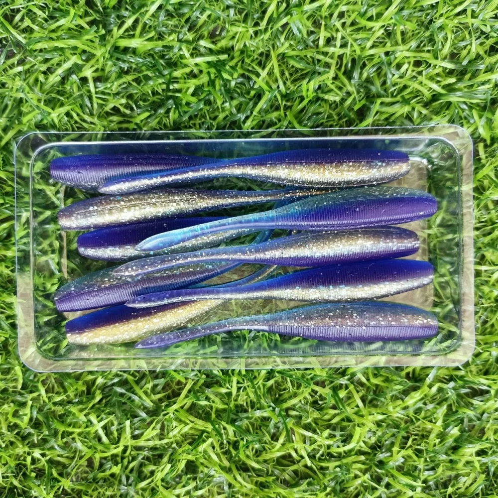 MUKUN 10 Stück Stick Worm Softbait Angelköder, Salz hinzufügen, gerader Schwanz, 75 mm, 2,5 g, perfekte Kunststoffe, Dream Shot Soft – Detail 10