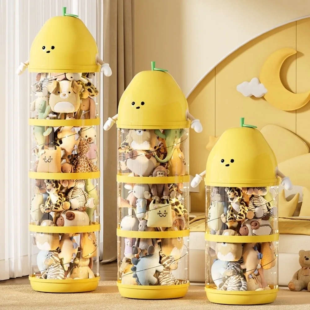 

Прозрачное ведро для хранения, мультяшный стиль, коробка для хранения кукол из ПЭТ, большая емкость, 1/2/3/4 слоя, трубка для хранения плюшевых игрушек