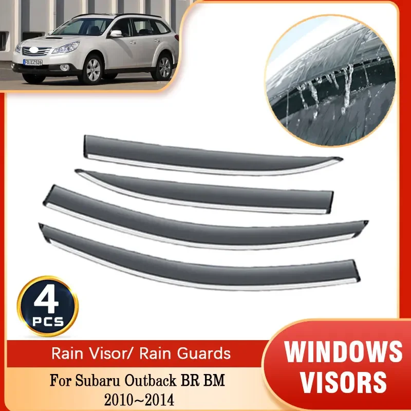 For Subaru Outback BR BM MK4 2010 2011 2012 2013 2014 Rain Guard Wind Deflectors Visors Side Window Sunshade Trim Frame Sticker