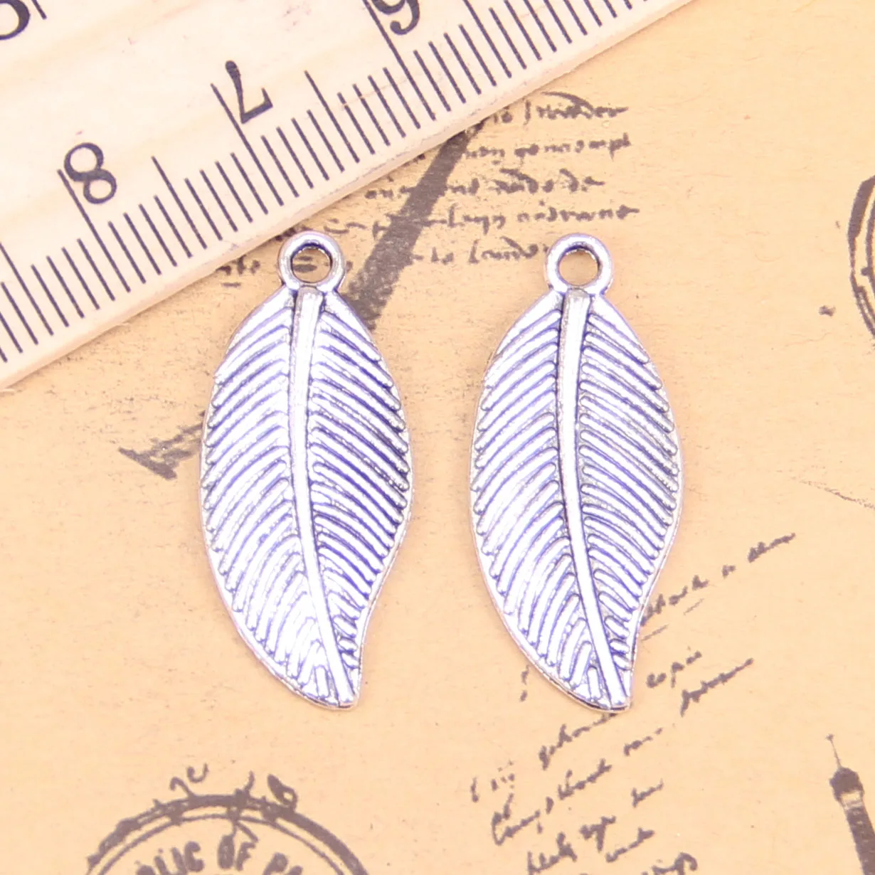 62pcs Jewelry Charms Double Sided Leaf 27x12mm Antique Silver Plated Pendants Making DIY Handmade Tibetan Silver Jewelry