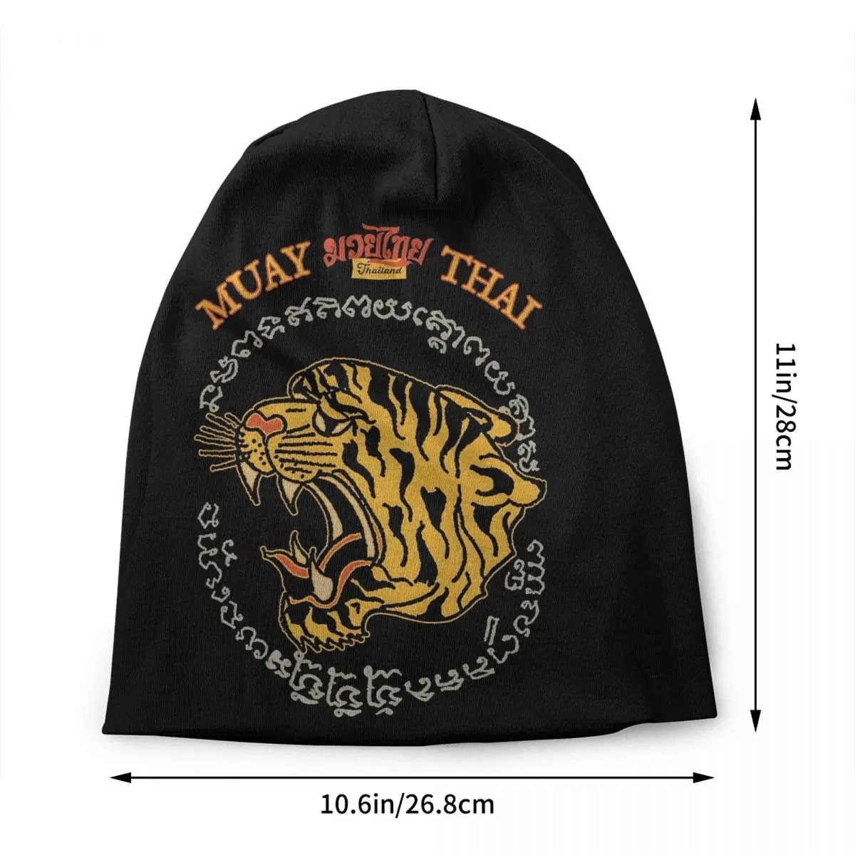 Vintage Muay Thai Tiger Head Skullies Beanies Caps Cool Winter Warm Women Men Knit Hats Adult Unisex Sak Yant Tattoo Bonnet Hats