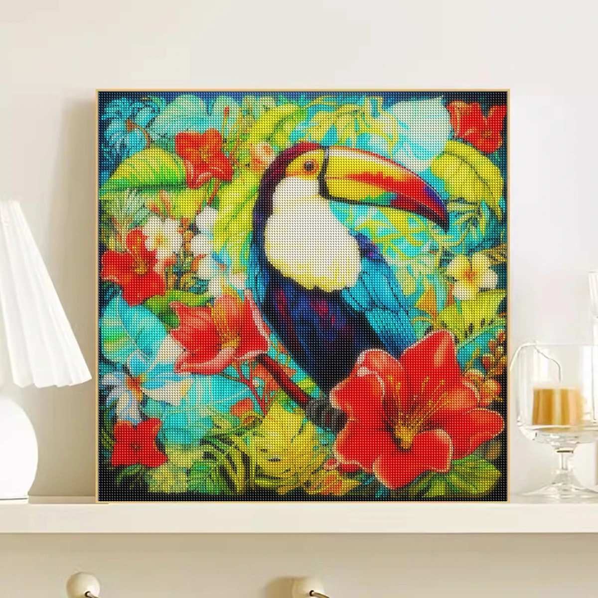 GATYZTORY 5d Diamond Embroidery  Flower Woodpecker Rhinestone Picture Diamond Painting Full Square Animal  Drill Gift Home Decor