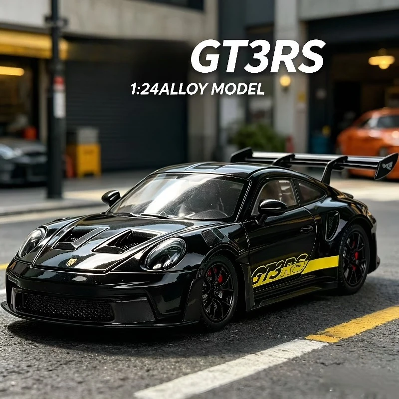 Modelo de Auto Deportivo Porsche 911 GT3 RS de Aleación a Escala 1:24, Colección de Adornos, Juguete de Vehículo Fundido a Presión, Miniatura, Regalo para Novio