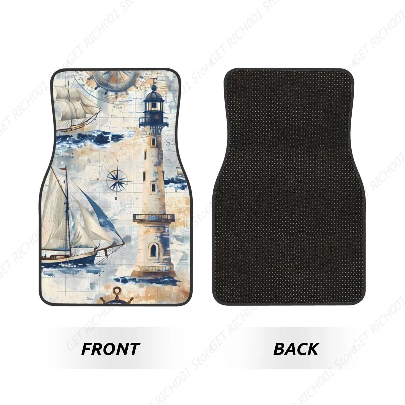 Nautical Sailboat Map Carpet Floor Mats For Cars Front Rear Car Floor Mats Funny Car Floor Foot Mat Sets Of 4 Pieces