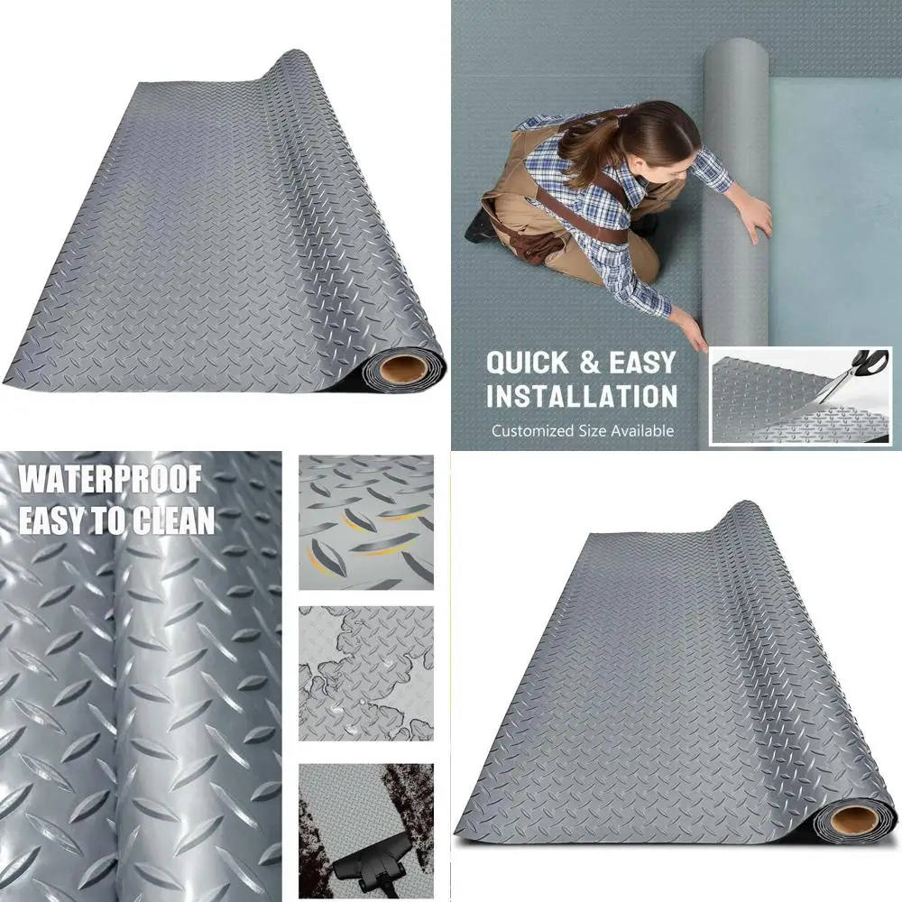 

Толстый ПВХ-коврик для пола гаража, сверхпрочный водонепроницаемый противоскользящий защитный коврик для автомобилей, прицепов, внедорожников, подвалов, спортзалов (серый) 5 футов x 17 футов