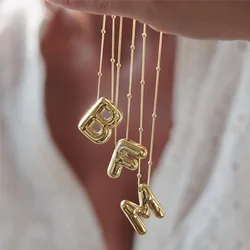 Vintage Chubby Balloon Bubble Chunky Letter Necklace for Women Men A-Z Initial Necklaces Collar Jewelry Gifts