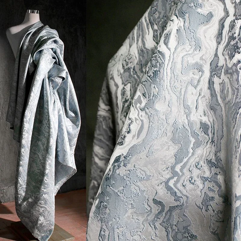 

Grey Blue Three-dimensional Small Relief Jacquard Texture Fabric Creative Irregular Texture Hanfu Fabric Transformation