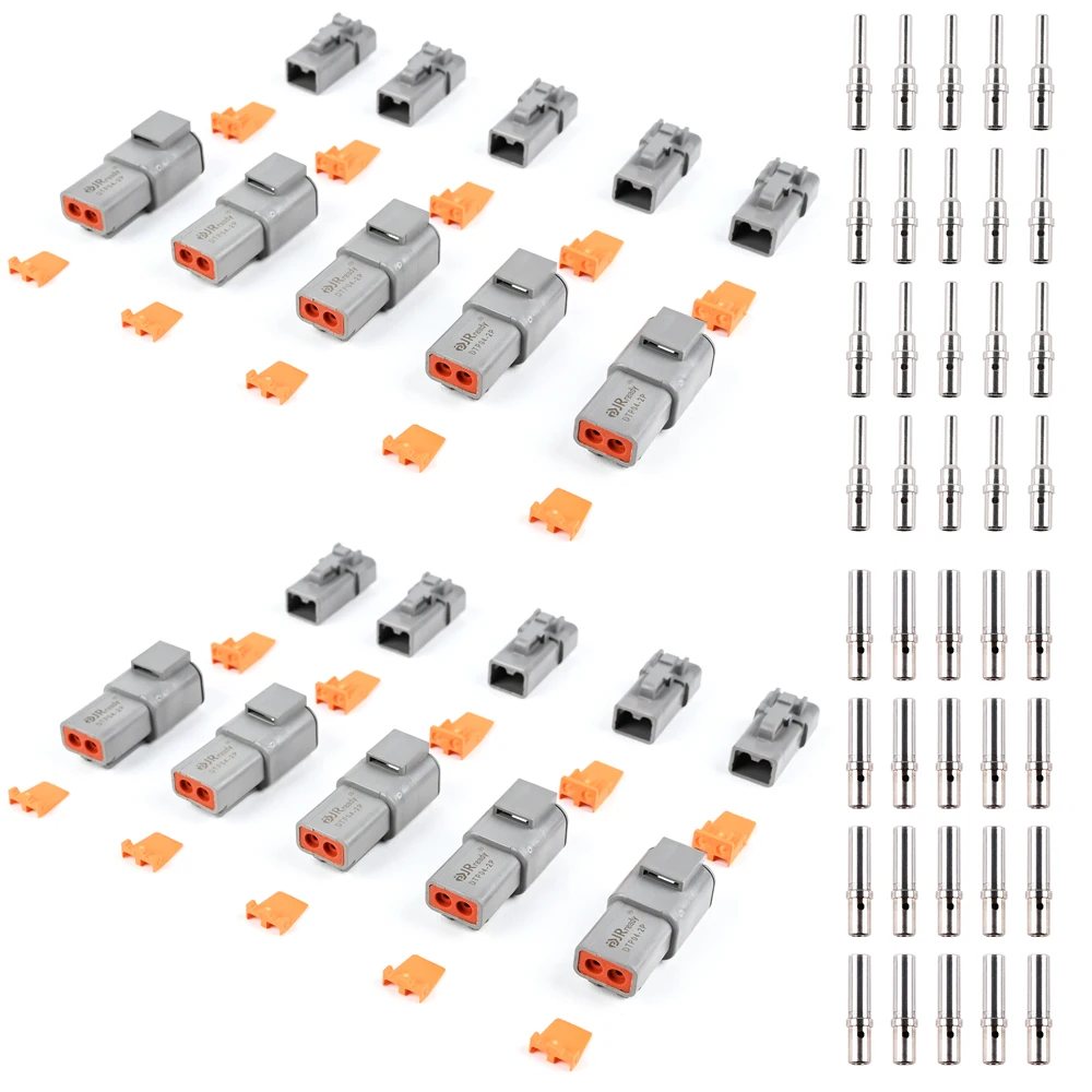 

JRready ST6285 Deutsch DTP Connector Kit Waterproof Connectors 10 sets 2 Pin Connector KIT with 20 Pairs 16-12 AWG(1.0-3.0mm²)