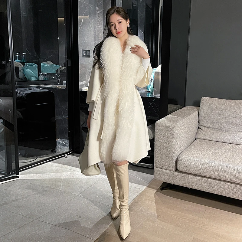 2023 Woolen fur,Famous Brand  new year collections Genuine fox fur patchwork real woolen coats outerwear