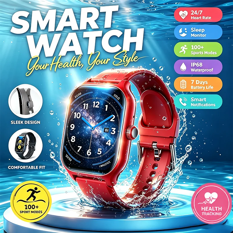 2026 Smartwatch 5ATM wasserdicht Musik-/Fotokontrolle GPS-Tracking Schlafmonitor Outdoor-Sport-Smartwatch für Männer und Frauen Ht22