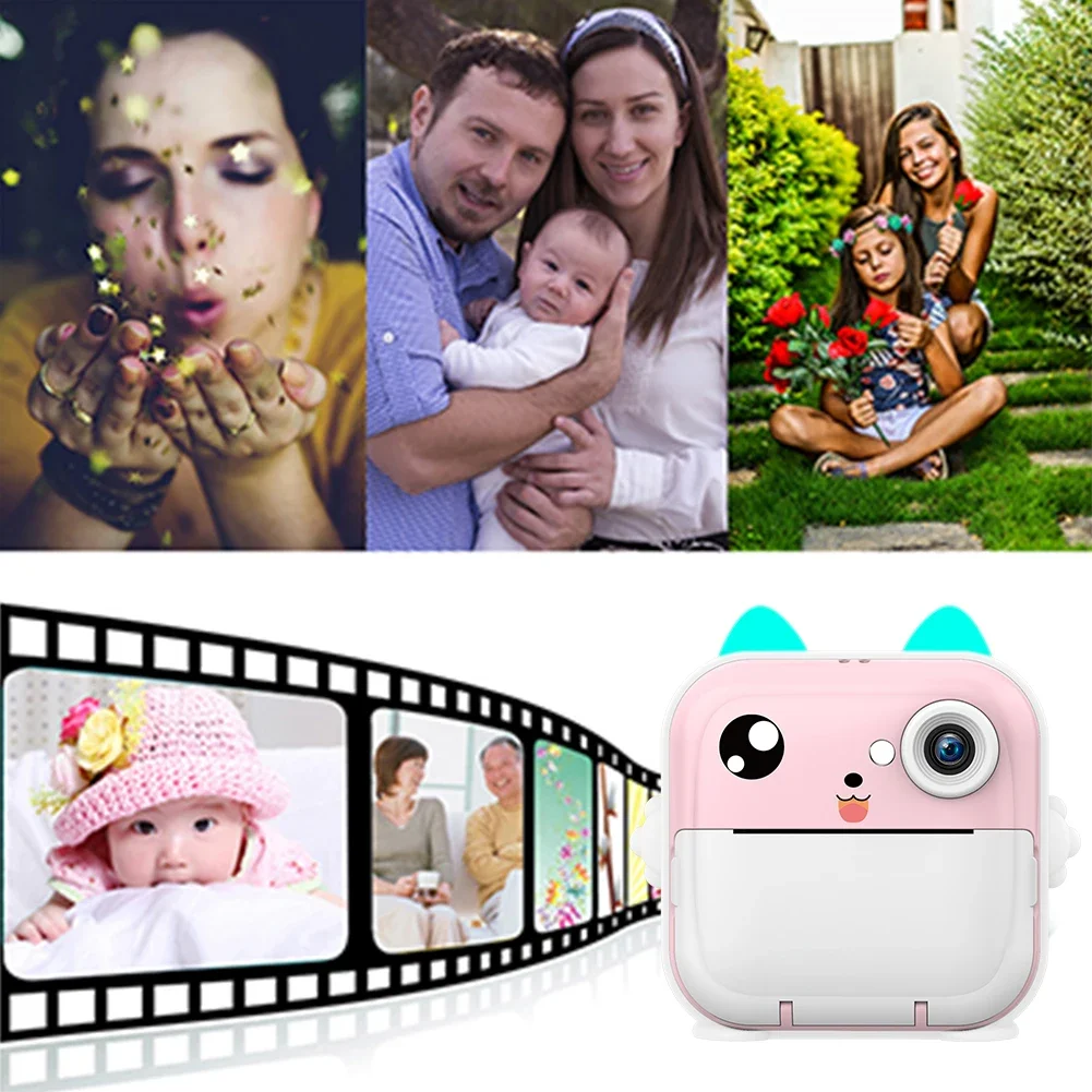 Kids Instant Print Camera Mini Thermal Printer 2.4Inch IPS Screen 2400W HD Video Photo Digital Camera Birthday Gifts Boys Girls