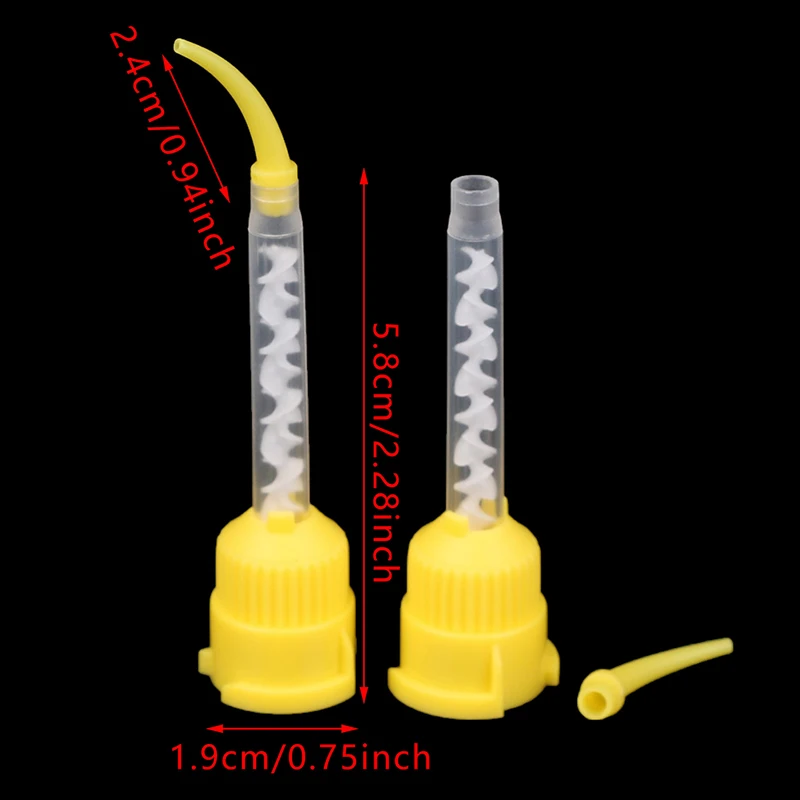 50/100Pcs Disposable Dental Impression Mixing Tips Yellow 1:1 Intraoral Tip For Impression Material Nozzles Mixing Tube