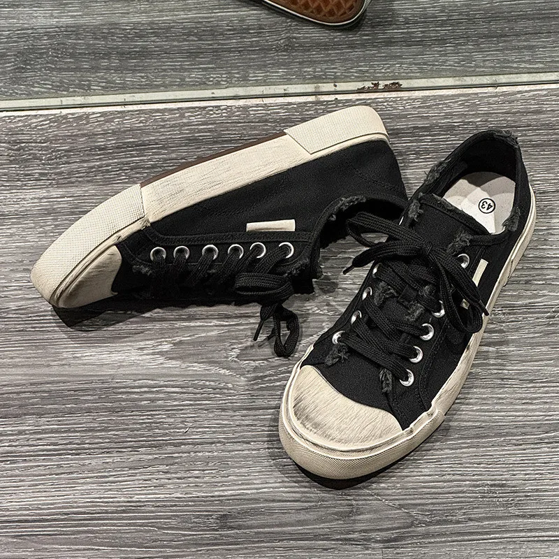 

Classic Black Men's Canvas Shoes Summer Low Cut Designer Shoes Man Dirty Shoes Platform Skate Sneakers Male zapatillas de skate