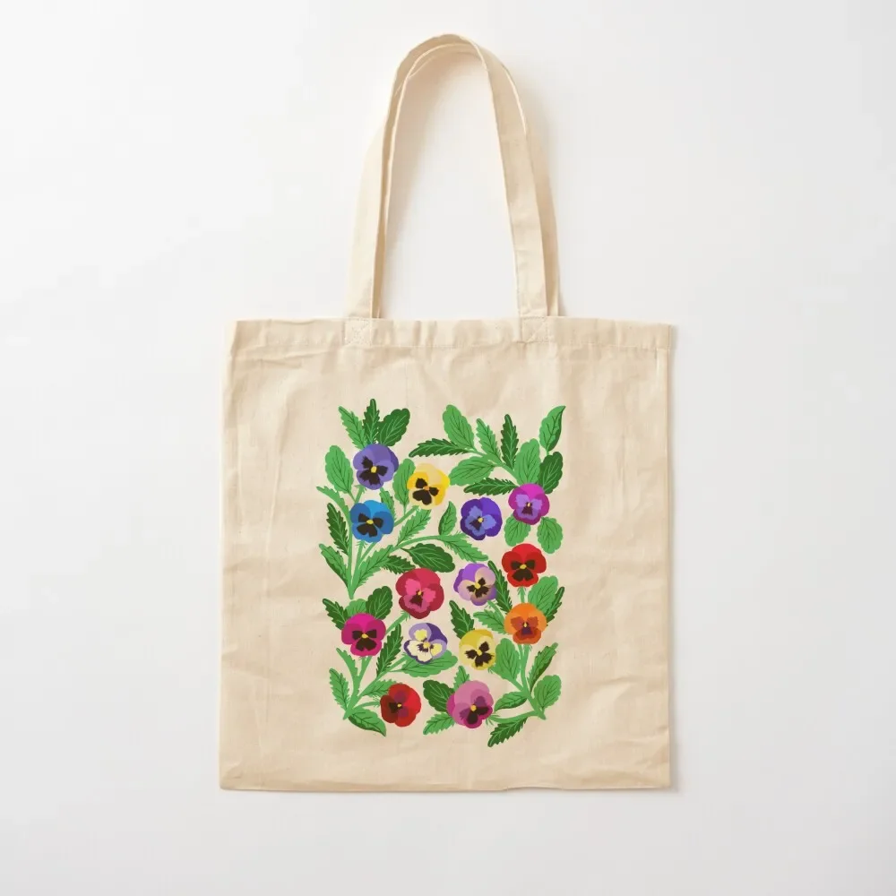 

Colorful pansy flowers Tote Bag bags woman 2025 Canvas bag for women shopping cart bags Bag