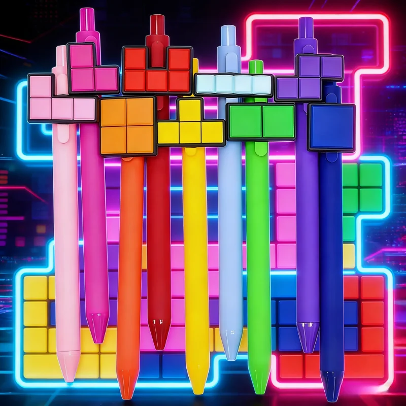 

10/20pcs Diamond Game Shaped Ballpoint Pen - Soft Creative Puzzle, Black Ink, Scalable, Perfect for Office and School Use