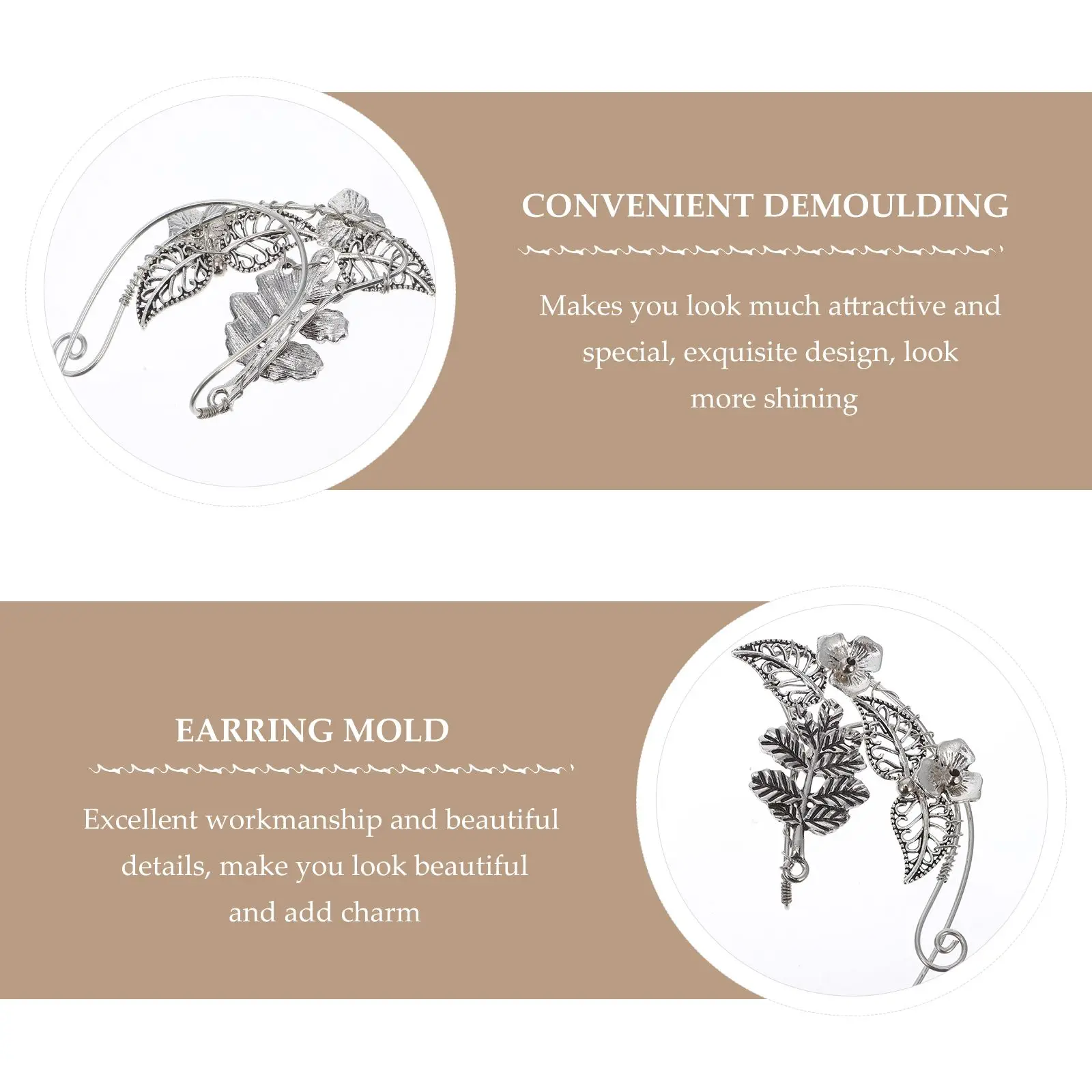

2PCS Elf Earrings Non Piercing Shining Alloy Flower Clip Design Accessories Costume Ear Accessories Women Ear Clip Gift