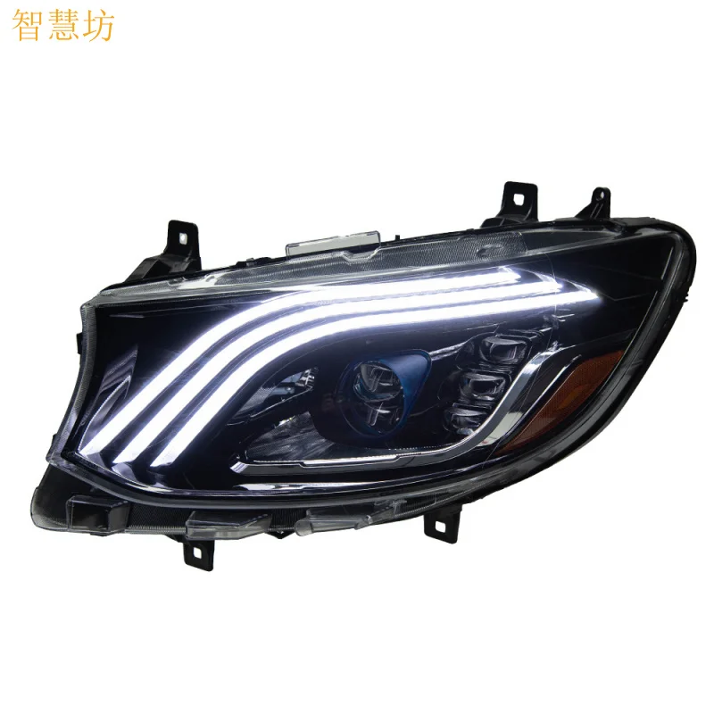 

Подходит для модификации фар Mercedes Sprinter в стиле Maybach: светодиодные линзы Bi-Beam, трехлучевые дневные ходовые огни