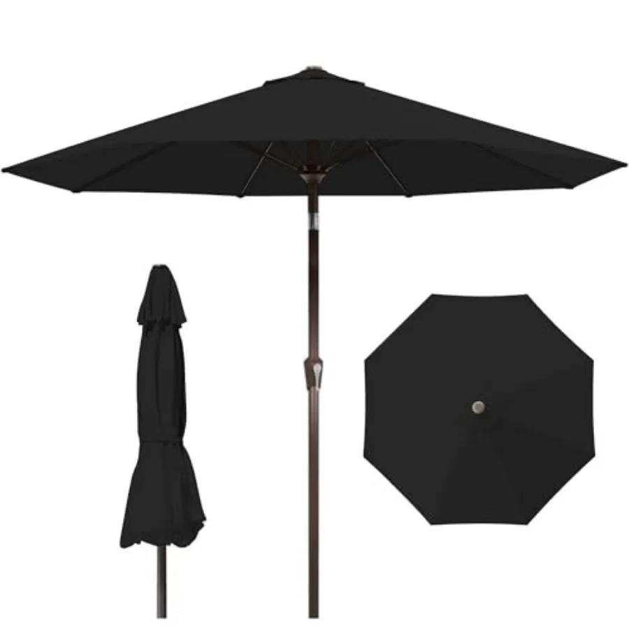 

Зонт для патио 9 футов с кнопкой наклона и ручкой, уличный зонт для столика, защита от УФ-излучения, 8 прочных спиц для сада и двора