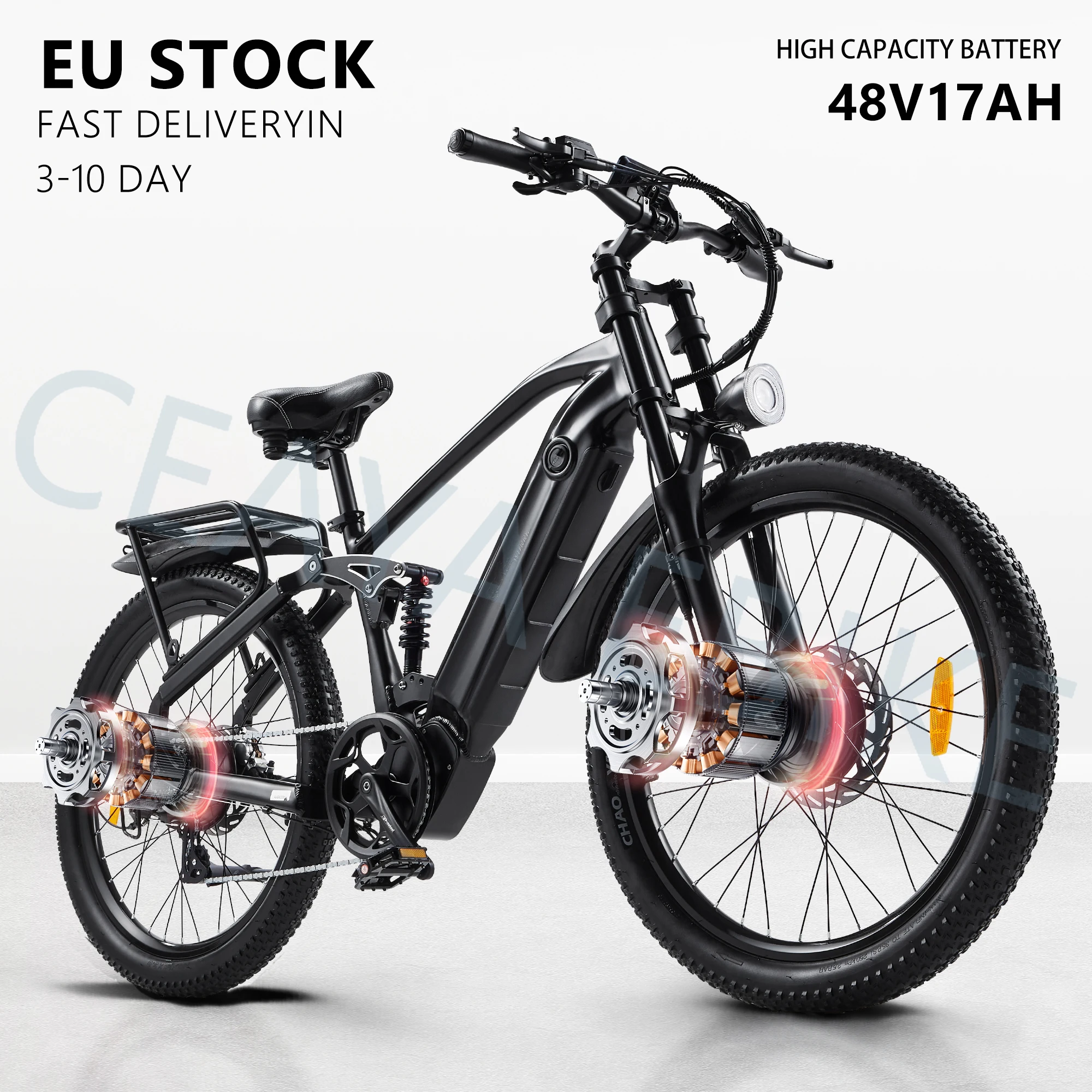 Peak 2000W Dual-Motor Elektrofahrrad 26*3.0 Fat Tire E-Mountainbike 48V …