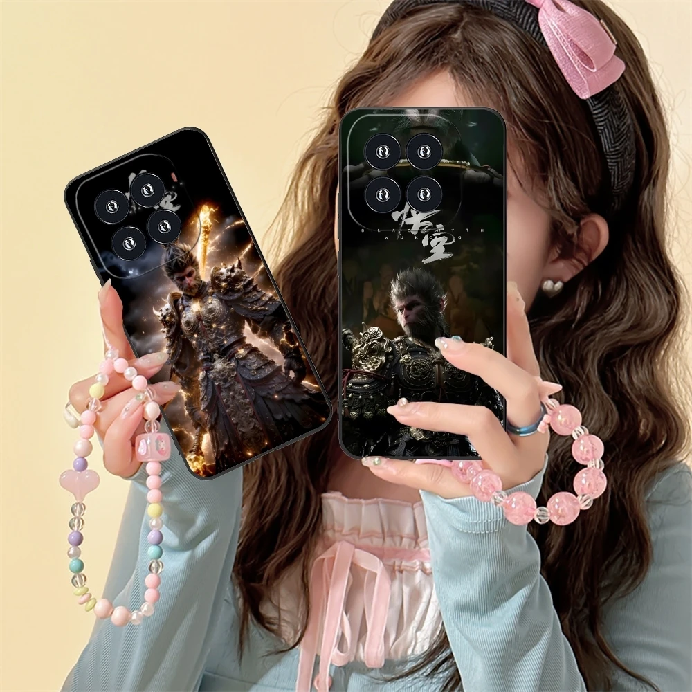 Black Myth Wukong Mobile Cell Phone Case for Xiaomi 14 13 12 11 10 9 T Ultra Lite Pro S SE X 5G Black Soft Phone Cover Shell image 3