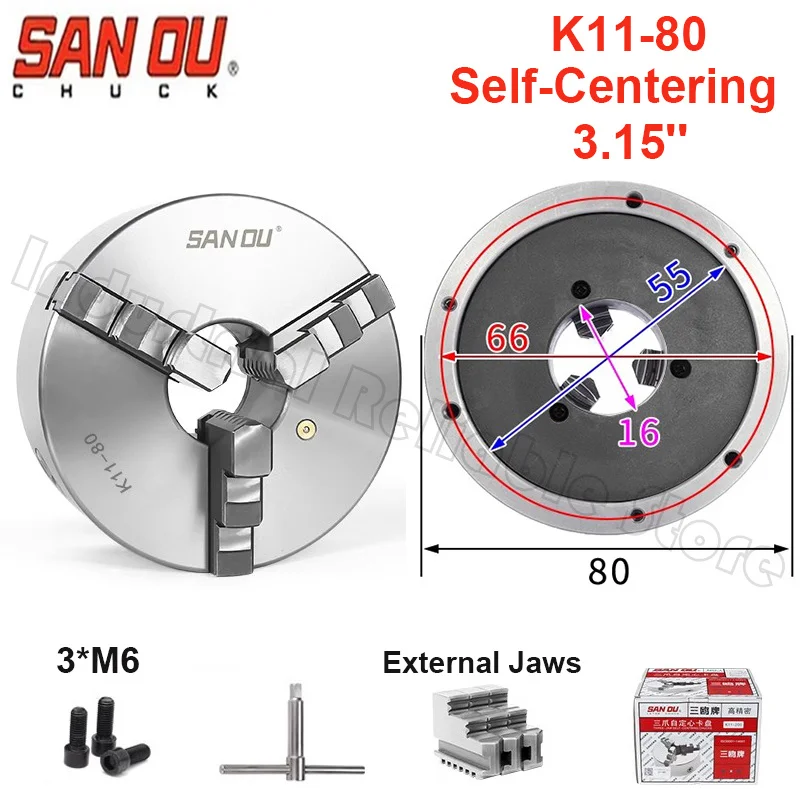 sanou-k11-80-3-jaw-lathe-chuck-self-centering-metal-k11-80-3-jaws-manual-lathe-chuck-315-with-turning-machine-tools