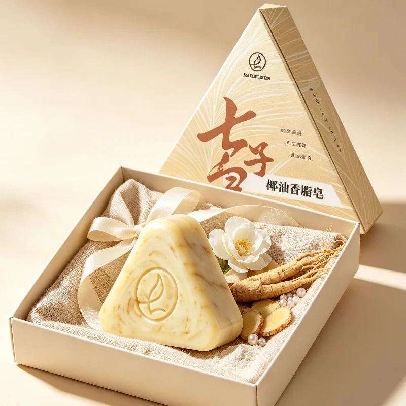 Natural Herbal Cleansing Solid Soap Triangle Coconut Oil Plant Cleansing Bar Deep Cleansing For Face & Body Skincare Bath Soap