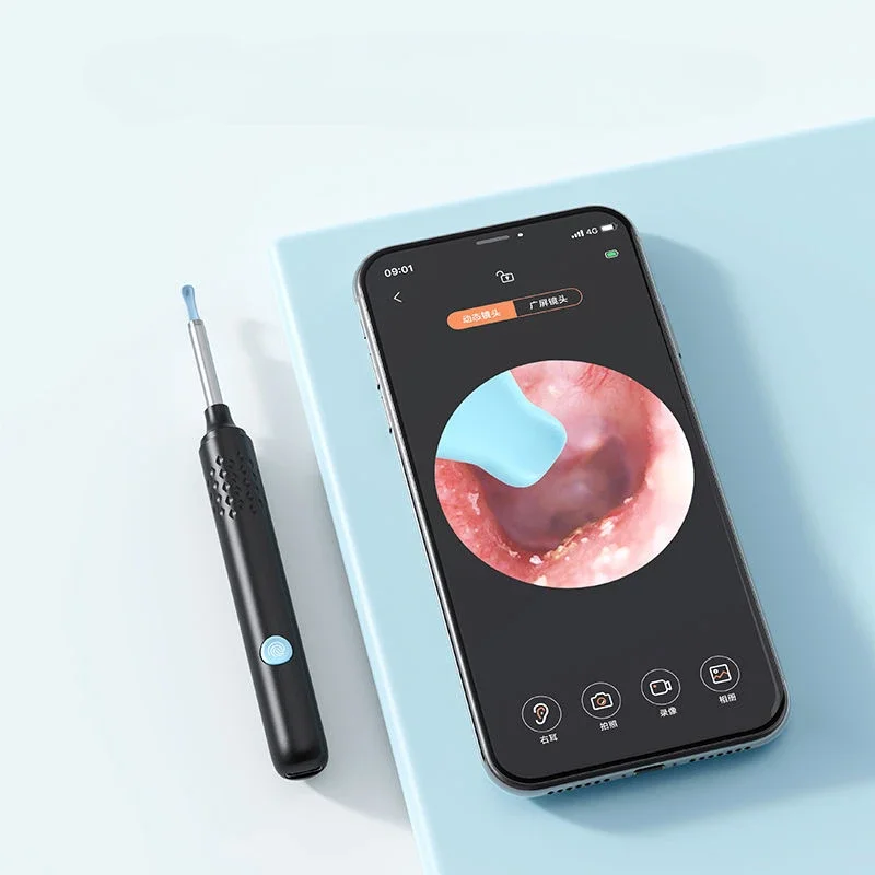 Xiaomi sunuo ช้อนตักใบหูมีกล้องอัจฉริยะ HD อุปกรณ์ขุดแว็กซ์สำหรับเด็กกล้องขนาดเล็กดูแลสุขภาพ