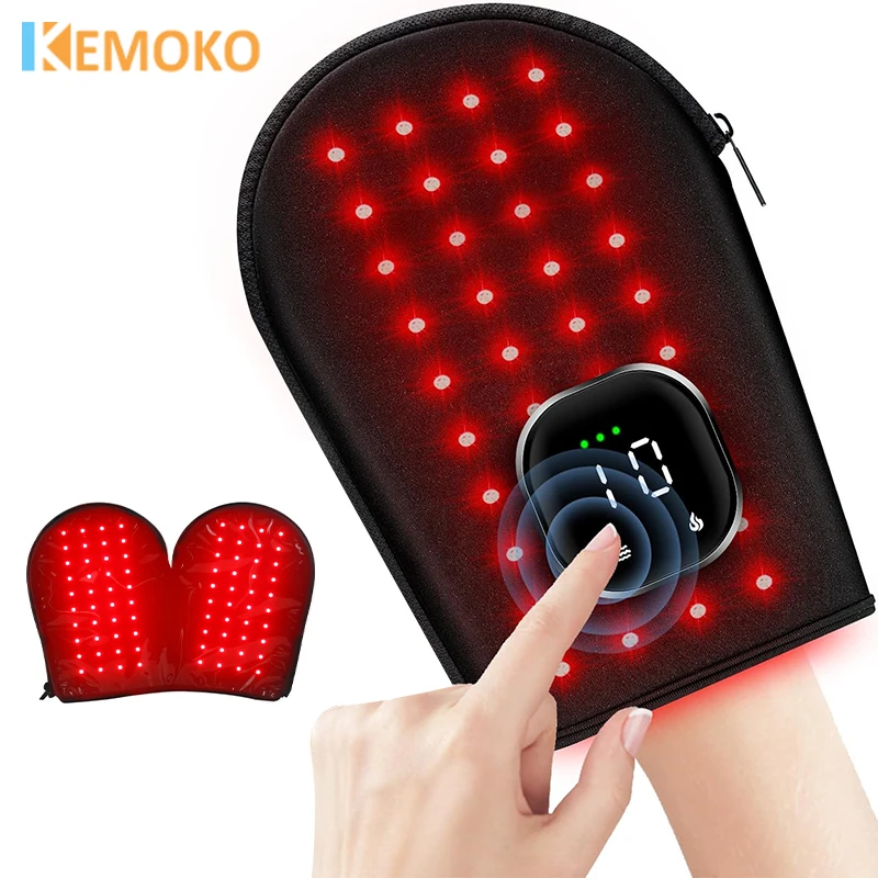 LED 660nm 850nm تدليك متعدد الوظائف العلاج بالضوء الأحمر قفازات اليد لتخفيف آلام اليد الإغاثة استرخاء العضلات