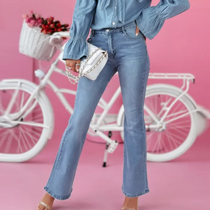 Jeans longo casual micro-la, temperament commuter, moda europeia e americana, novo, verão, 2024