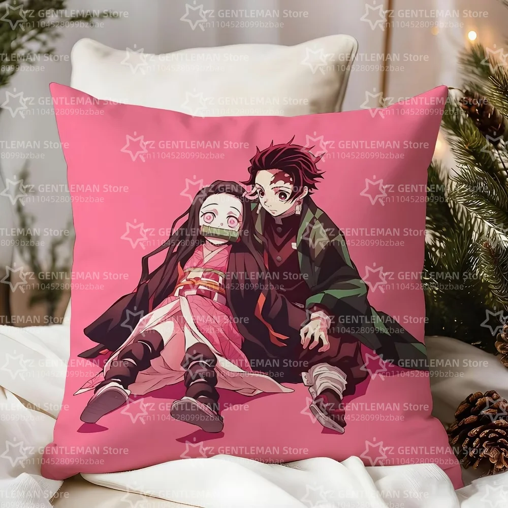 Funda de almohada con diseño de Anime Demon Slayer Kochou Shinobu Stitch Lucky Dragon, funda para cojín de sofá, decoración para el hogar, regalo para niños