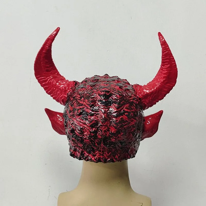 Gruselige Teufelsmaske, Horror-Dämonenmaske, realistische Minotaurus-Latex-Kopfbedeckung, Karneval, Party, Cosplay, Maske, Halloween-Kostüm für Männer