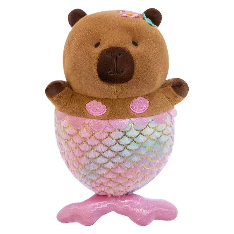 Plush Capybara Doll Cute Mermaid Capybara Stuffed Pillow Adorable Capybara Doll Toy For Boys Girls Living Room Bedroom Car