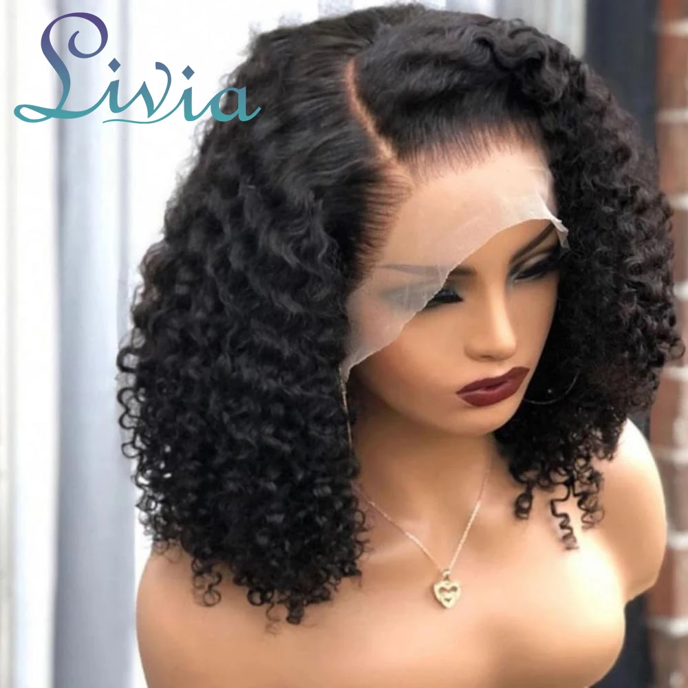 

250% Density Water Wave Bob Wigs Human Hair 13x4 Transparent Lace Frontal Wig Brazilian Hair Deep Curly Short Bob Wig For Women