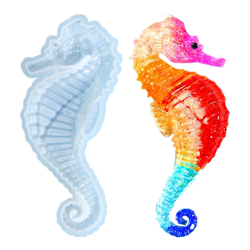 Sea Horse Silicone Molds DIY Handmade Wall Hanging Art Decoration Ornament Epoxy Resin Mold 3D Animal Making Plaster Mould