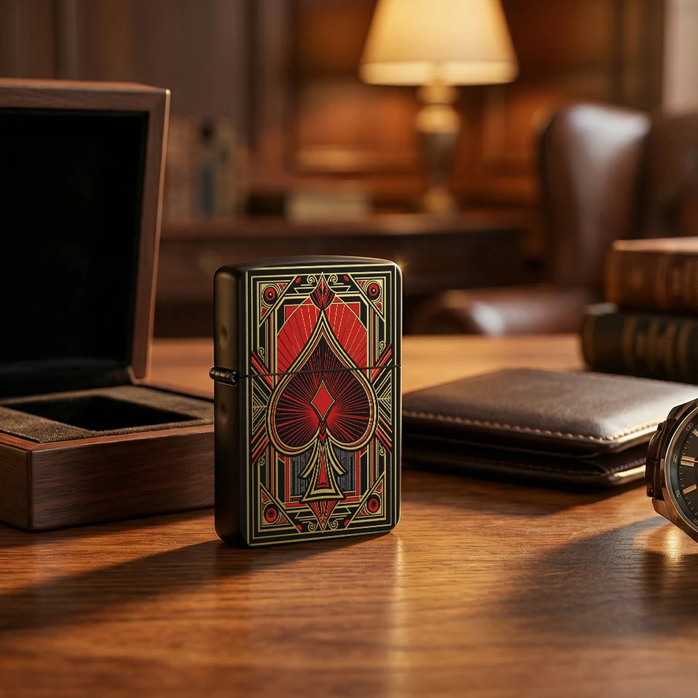 Vintage Collectible Playing Cards - Pemantik Api Flip Top Motif Kartu
