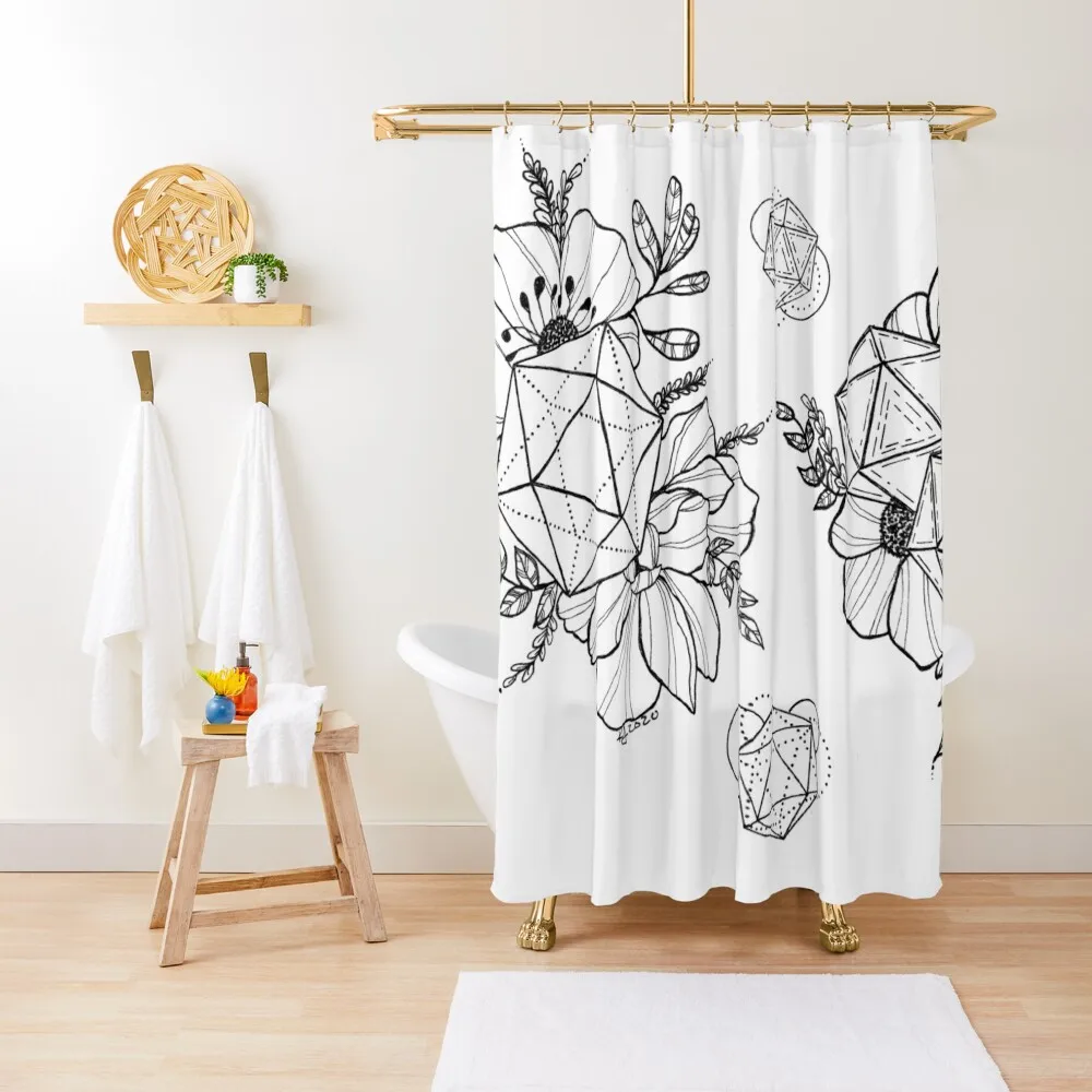 

D20 Dice Flowers Shower Curtain Luxury Bathroom Bathroom Accessory Bathroom Deco Set For Curtain