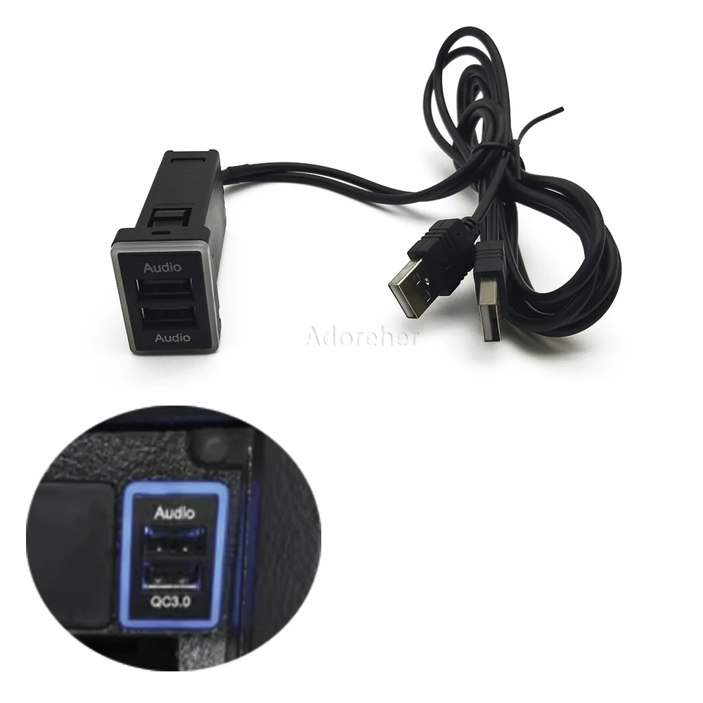 

12V Quick Car Charger Dual USB Interface Socket Car Charger Interface Adapder For Corollo levin Prado FJ Cruiser