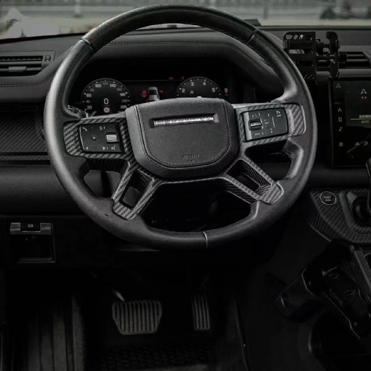 WEESE Matte Twill Dry Carbon Fiber Trim Kit – Steering Wheel, Dash, Door Handle & Armrest for Land Rover Defender 90/110/130