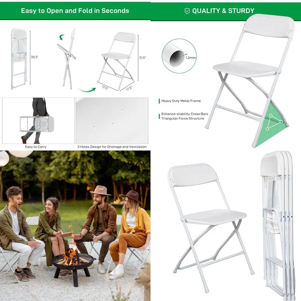 

Sturdy Plastic Chairs, 330-Pound Capacity, Stackable for Easy Storage, Ideal for Indoor/Outdoor Use, White