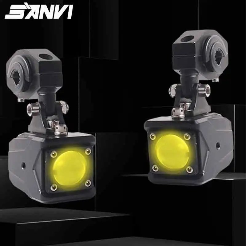

SANVI Motorcycle Fog Lights Ultra Bright Lamp Offroad Vehicle Auxiliary Spotlight Tangent Light White Yellow Led Strobe Lights