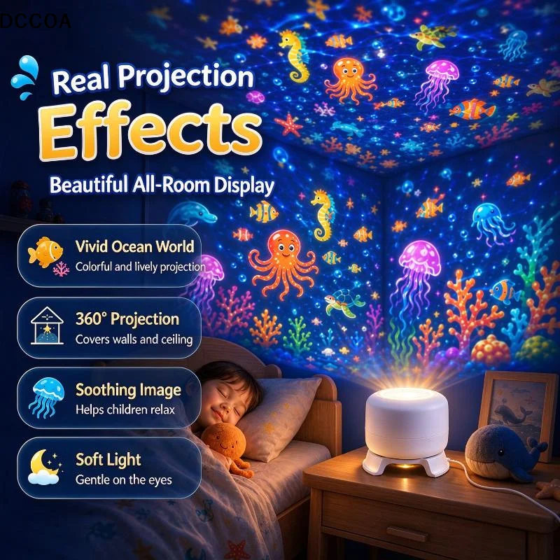[COA]LED Ocean Projector Light 360 Rotating Dynamic Night Light USB Ambient Light Ocean World Bedroom Decoration[COA]