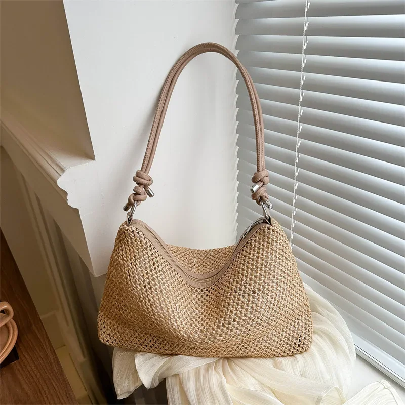 Woven fashion Korean version knotted shoulder strap small bag women's  spring new versatile ins messenger bag dumpling bag